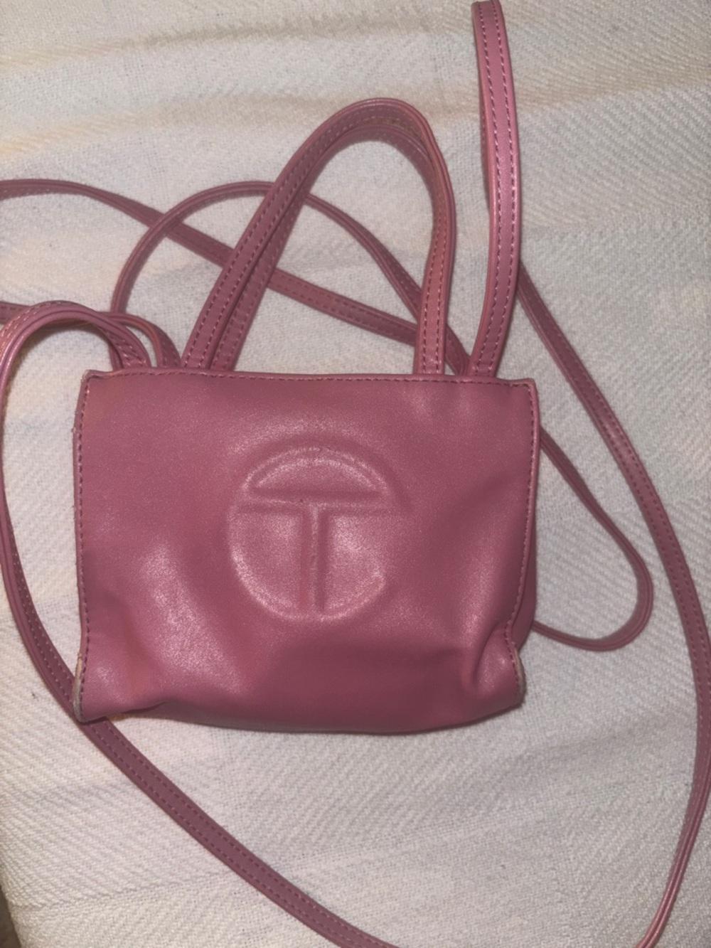 Telfar Pink Leather Crossbody Bag - mini